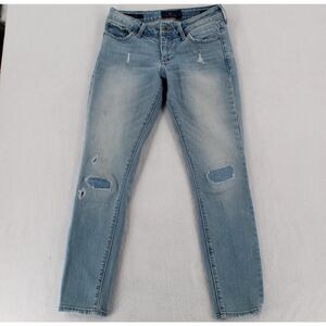Lucky Brand Distressed Jeans Sz 2 Lolita Crop Low Rise Stretch Med Wash Capri